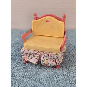 Fisher Price Loving Family Dollhouse Living Room Chair With Floral Fabric Skirt